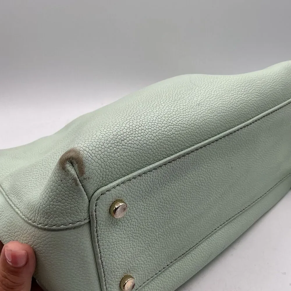 Kate Spade Mint Green Pebbled Leather Shoulder Crossbody Bag Chain Strap